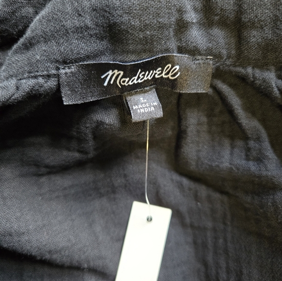 Madewell Crinkle Cotton Cover-Up Shirtdress Black Large NWT Oversize Minimalist - Picture 5 of 11